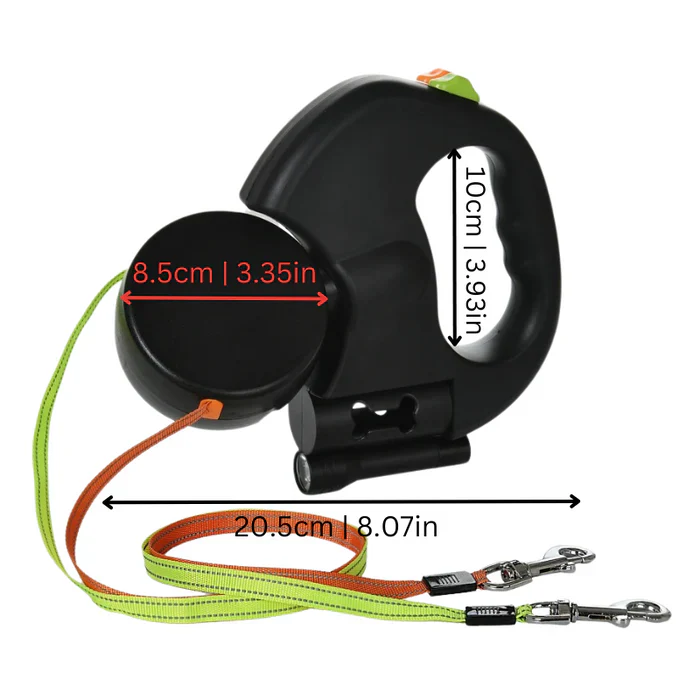 Cosmo Thrift Dual Dog Leash with LED Light – 360° Tangle-Free Swivel & Shock Absorbing Bungee