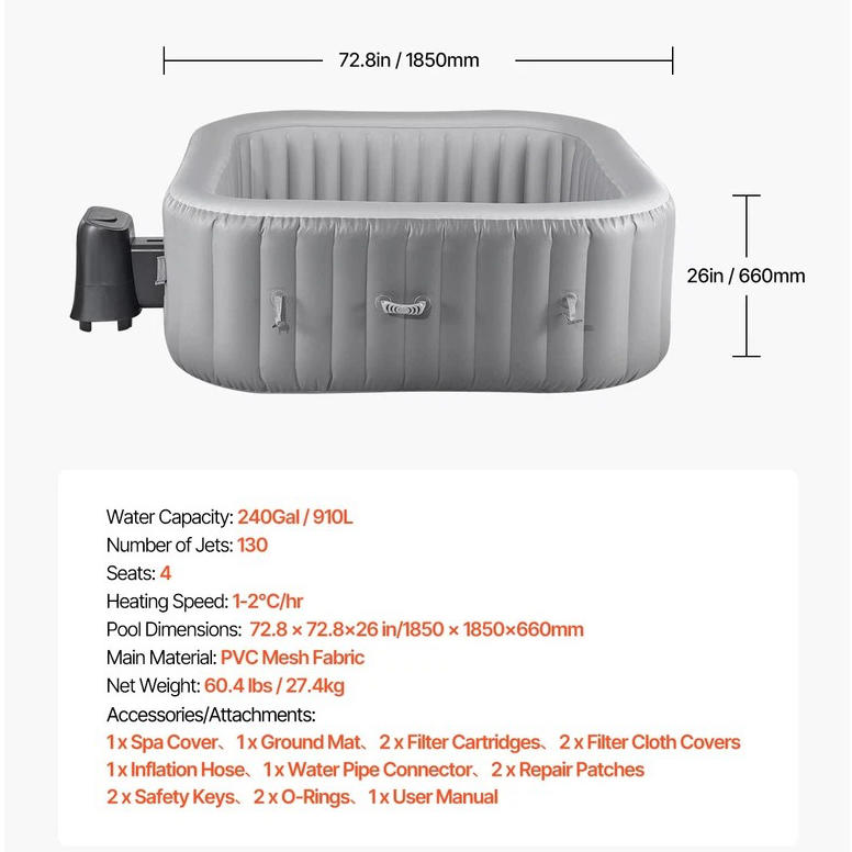 Cosmo Thrift Portable 6 Person Inflatable Hot Tub Spa