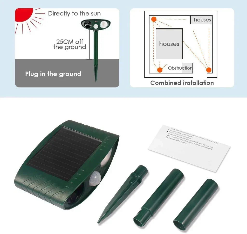 Cosmo Thrift Ultrasonic Solar Deer Repeller – Motion Sensor Animal Deterrent for Garden & Yard