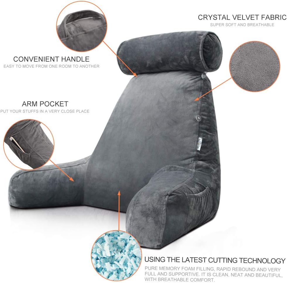 Cosmo Thrift Reading Pillow with Arms – Backrest Support Cushion for Bed & Couch