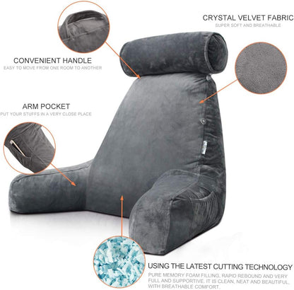 Cosmo Thrift Reading Pillow with Arms – Backrest Support Cushion for Bed & Couch