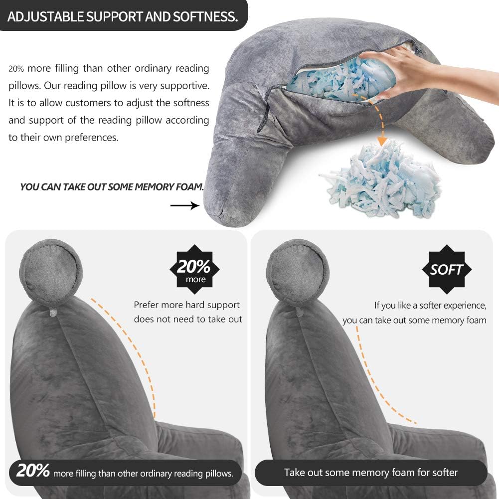 Cosmo Thrift Reading Pillow with Arms – Backrest Support Cushion for Bed & Couch