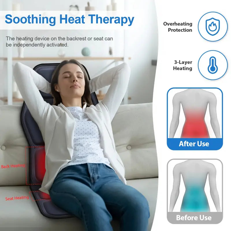Cosmo Thrift Full Back Massager with Heat – Shiatsu Chair Pad, Deep-Kneading, Adjustable Intensity