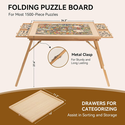 Cosmo Thrift Puzzle Table with Drawers – Storage Tabletop for Jigsaw Enthusiasts