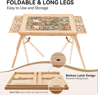Cosmo Thrift Puzzle Table with Drawers – Storage Tabletop for Jigsaw Enthusiasts