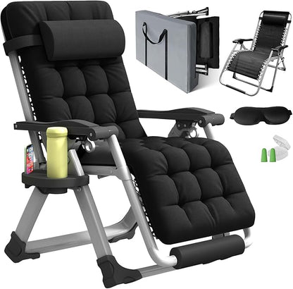 Cosmo Thrift Reclining Outdoor Chair for Seniors – Adjustable Folding Lounger, Holds 500 LB