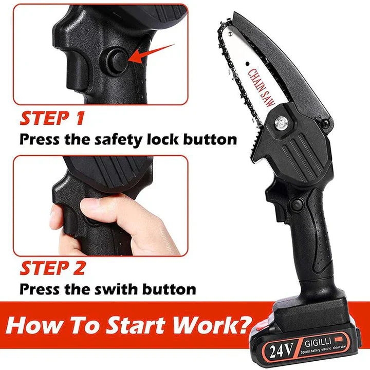 Cosmo Thrift Upgraded 24V Mini Chainsaw (Two Batteries)