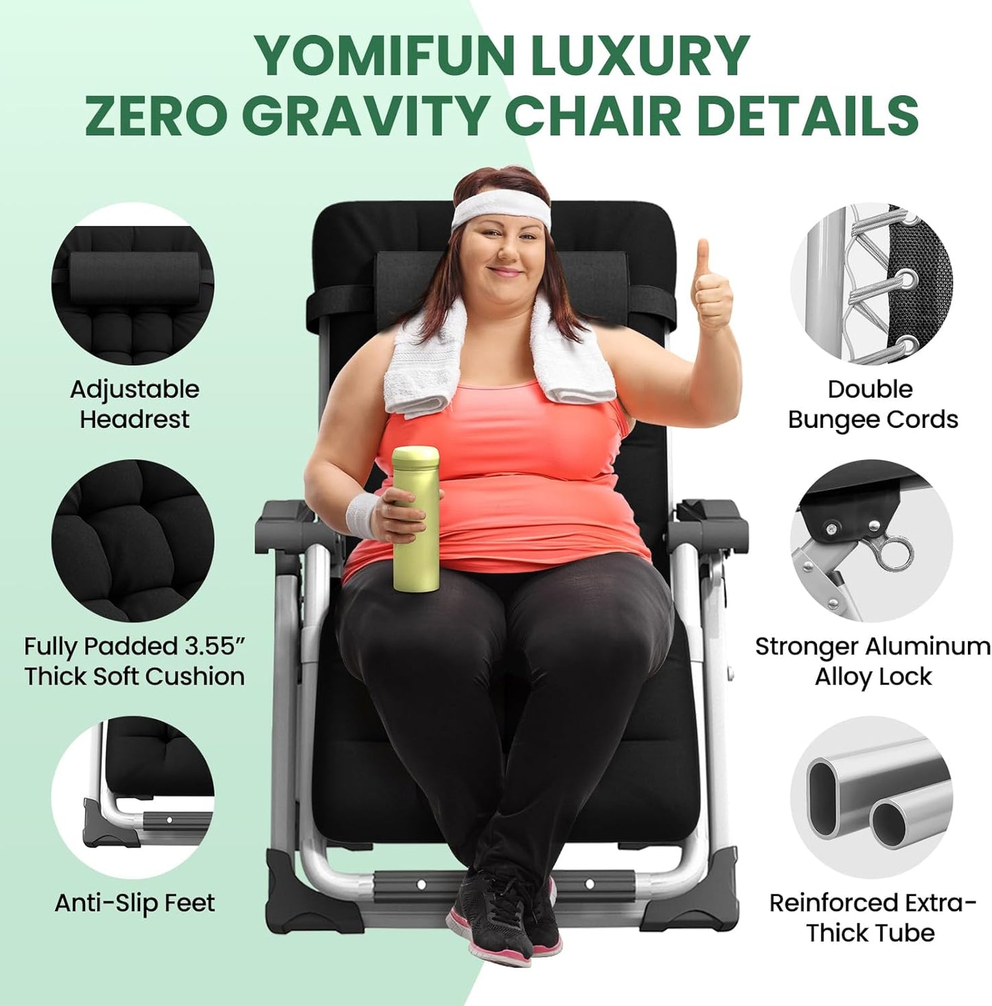 Cosmo Thrift Reclining Outdoor Chair for Seniors – Adjustable Folding Lounger, Holds 500 LB