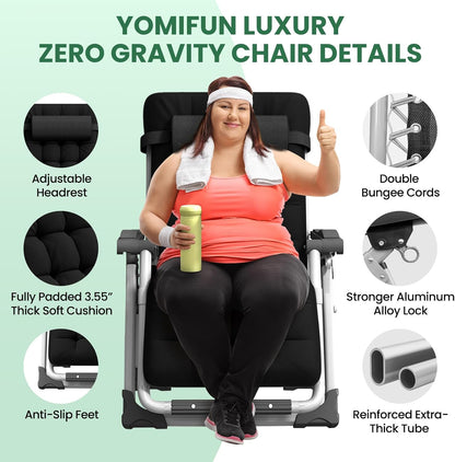 Cosmo Thrift Reclining Outdoor Chair for Seniors – Adjustable Folding Lounger, Holds 500 LB