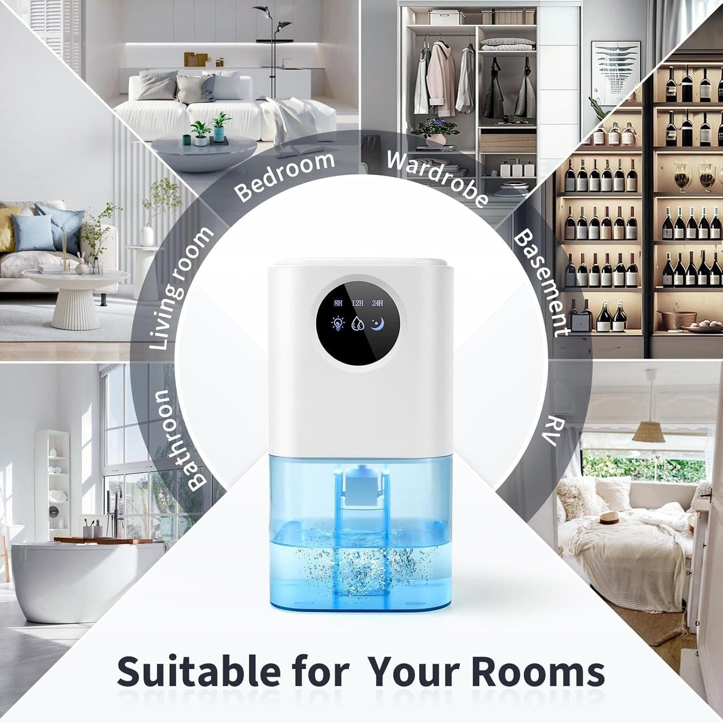 Cosmo Thrift Portable Dehumidifier for Bedroom/Bathroom – Quiet Damp Air Moisture Remover