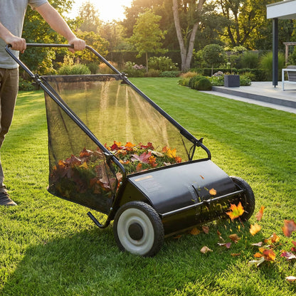Cosmo Thrift Push Lawn Sweeper 26 Inch 7 Cu Ft Leaf Collector with Adjustable Height