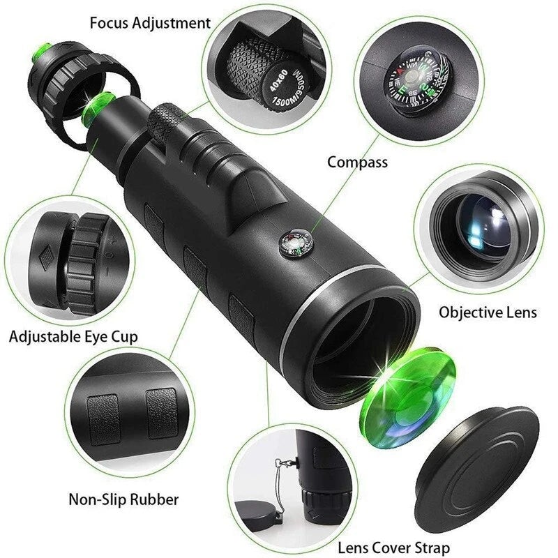Cosmo Thrift 10X HD Monocular - High Power Monocular With Smartphone Holder & Tripod