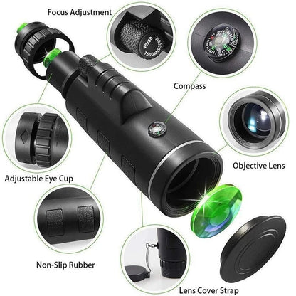 Cosmo Thrift 10X HD Monocular - High Power Monocular With Smartphone Holder & Tripod