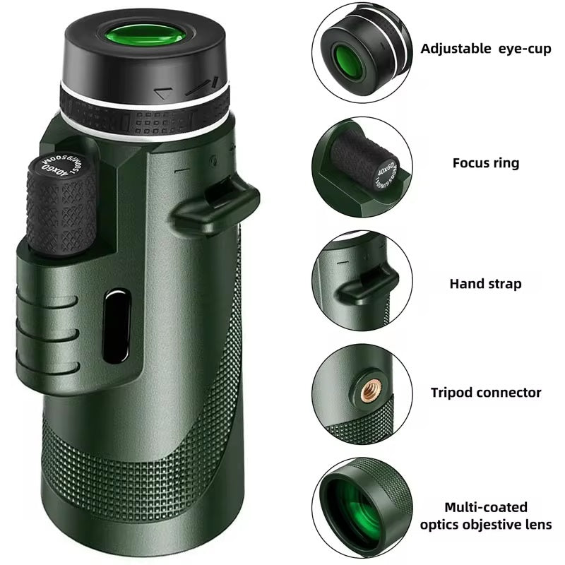 Cosmo Thrift Portable HD Monocular Telescope – 40x60 Zoom with Tripod & Phone Mount