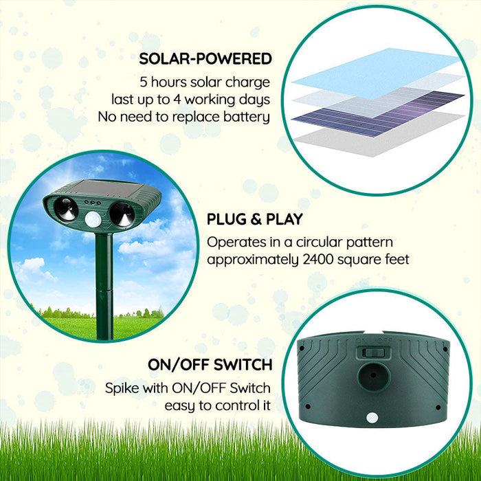 Cosmo Thrift Solar Ultrasonic Fox Deterrent – Motion-Activated Animal Repeller for Garden, Lawn & Outdoor