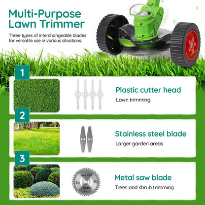 Cosmo Thrift Cordless Grass Strimmer – Battery Powered Garden Trimmer with Steel Blades