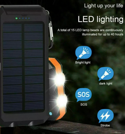 Cosmo Thrift Solar Power Bank – 500000mAh Portable Waterproof Outdoor Charger with Dual USB & LED Light
