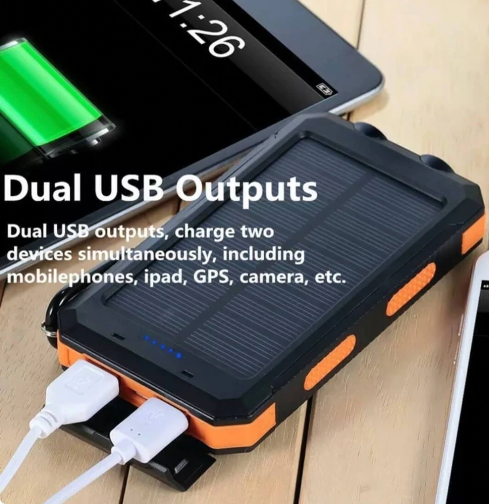 Cosmo Thrift Solar Power Bank – 500000mAh Portable Waterproof Outdoor Charger with Dual USB & LED Light