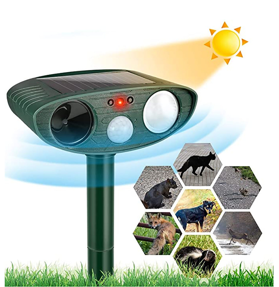 Cosmo Thrift Solar Powered Ultrasonic Rabbit Repeller – Humane Garden Protection with Flashing Light