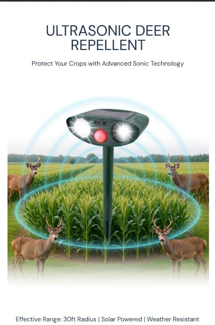 Cosmo Thrift Ultrasonic Solar Deer Repeller – Motion Sensor Animal Deterrent for Garden & Yard