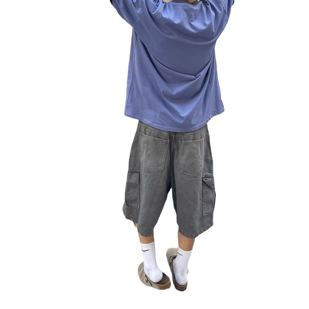 Men’s Retro Washed Cotton Denim Casual Shorts