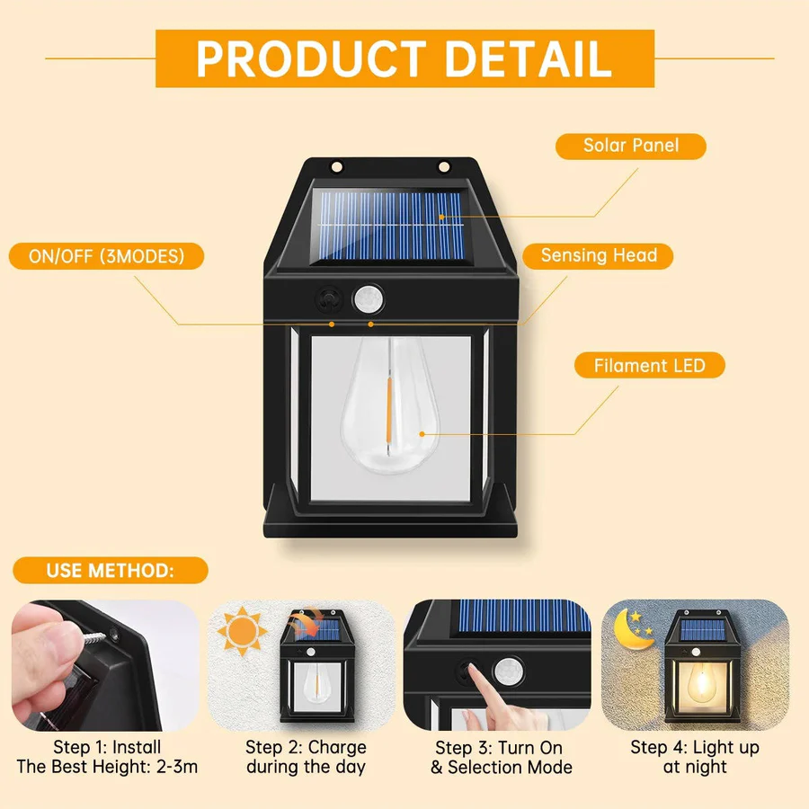 Cosmo Thrift Solar Wall Lamp Outdoor, Set of 2