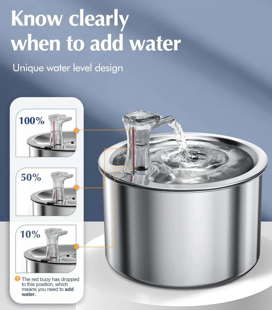 Cosmo Thrift Stainless Steel Cat Water Fountain with Filter and Sensor