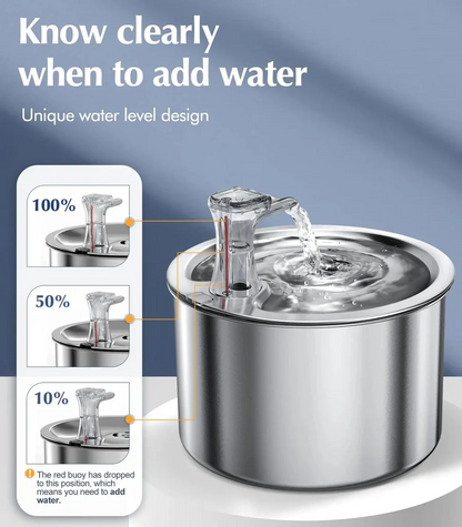 Cosmo Thrift Stainless Steel Cat Water Fountain with Filter and Sensor