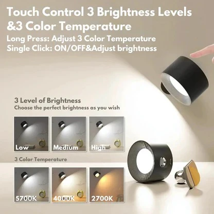 Cosmo Thrift Rechargeable Wall Light with 360° Rotation