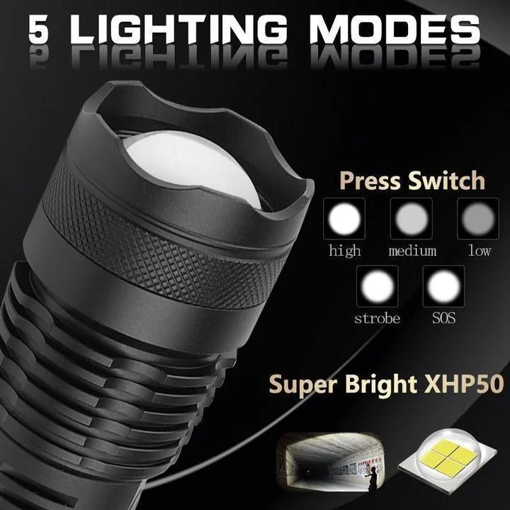 Cosmo Thrift Powerful LED Flashlight – 90,000 Lumens Rechargeable Tactical Torch