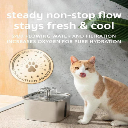 Cosmo Thrift Automatic Stainless Steel Pet Water Fountain – For Cats & Dogs, Filtered & Quiet