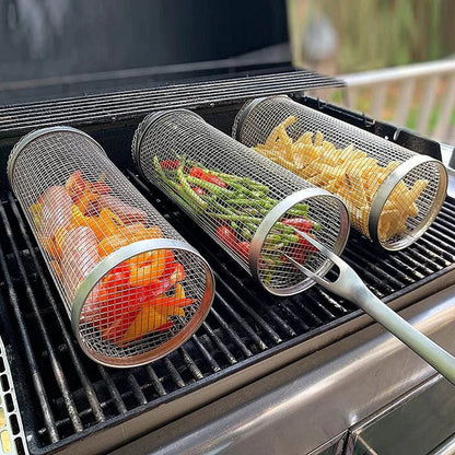 Cosmo Thrift Rolling Barbecue Grill Basket – Locking Latch & Rotating Design