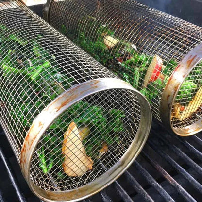 Cosmo Thrift Rotating Rolling Barbecue Grill Basket With Locking Latch