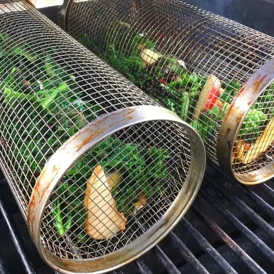 Cosmo Thrift Rotating Rolling Barbecue Grill Basket With Locking Latch
