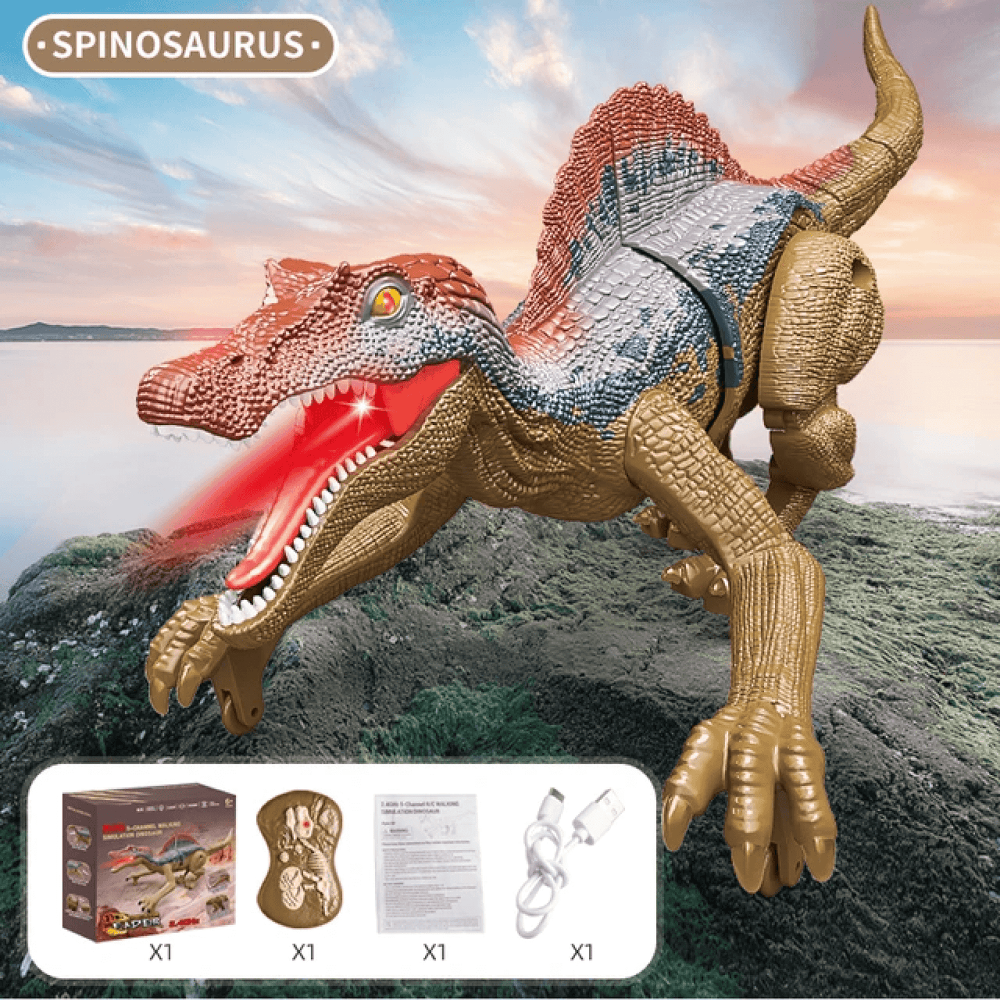 Cosmo Thrift Remote Control Dinosaur Toy – Realistic RC Velociraptor T-Rex with Sounds, Lights & Movements