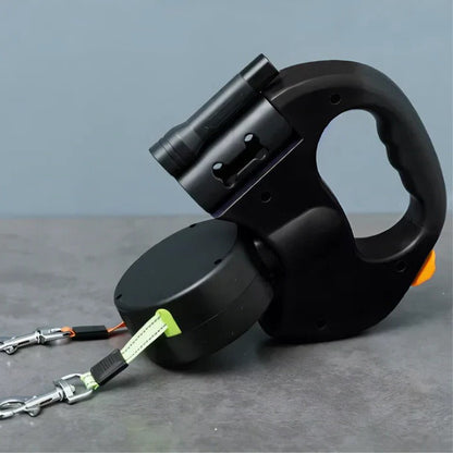 Cosmo Thrift Dual Dog Leash with LED Light – 360° Tangle-Free Swivel & Shock Absorbing Bungee