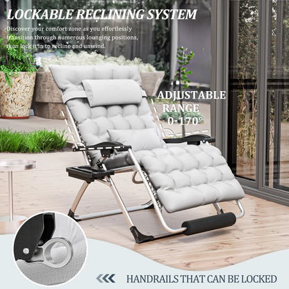 Cosmo Thrift Reclining Outdoor Chair for Seniors – Adjustable Folding Lounger, Holds 500 LB