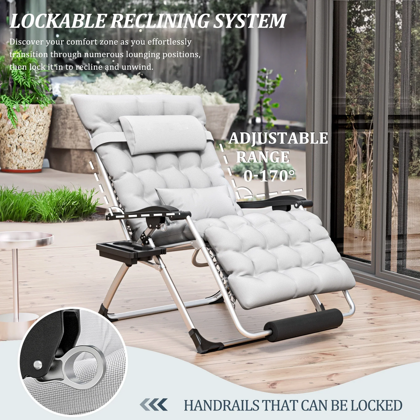 Cosmo Thrift Portable Folding Lounge Chair – Heavy-Duty Outdoor Recliner with 500LB Capacity