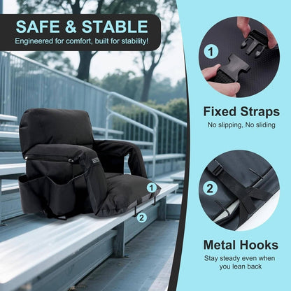 Cosmo Thrift Stadium Seat with Heat & Back Support – Portable Padded Bleacher Cushion Chair