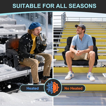Cosmo Thrift Stadium Seat with Heat & Back Support – Portable Padded Bleacher Cushion Chair