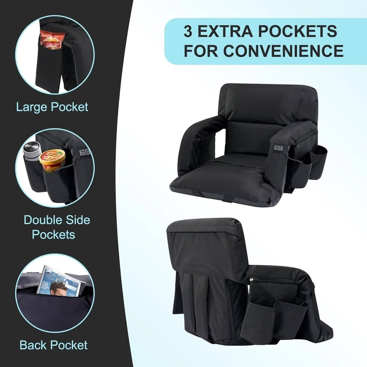 Cosmo Thrift Stadium Seat with Heat & Back Support – Portable Padded Bleacher Cushion Chair