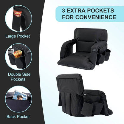 Cosmo Thrift Stadium Seat with Heat & Back Support – Portable Padded Bleacher Cushion Chair