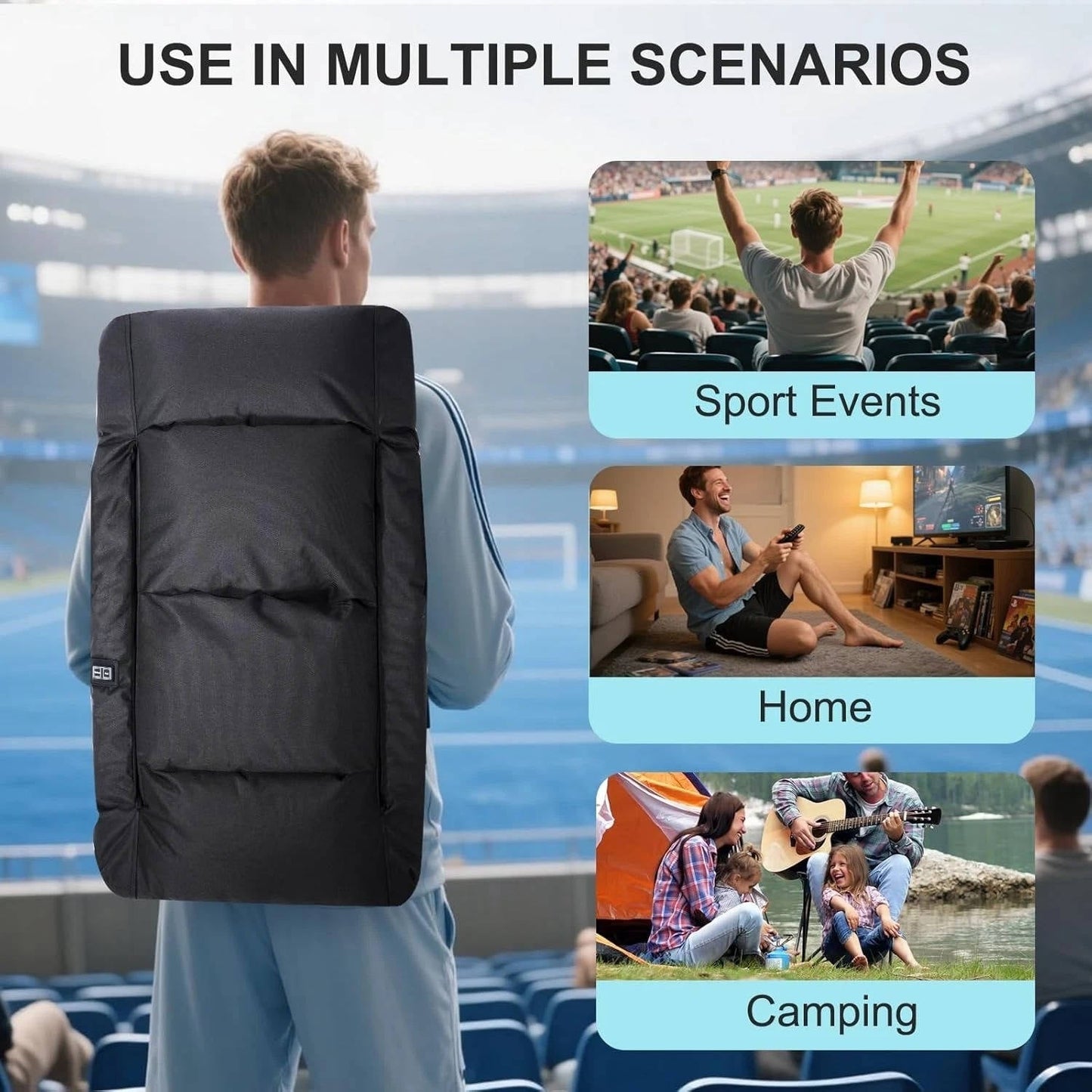 Cosmo Thrift Stadium Seat with Heat & Back Support – Portable Padded Bleacher Cushion Chair
