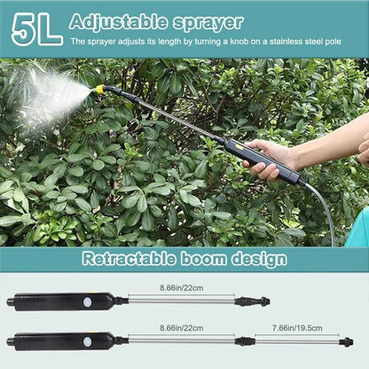 Cosmo Thrift Rechargeable Electric Garden Sprayer 5L, Battery Powered Plant Sprayer with 3 Nozzles