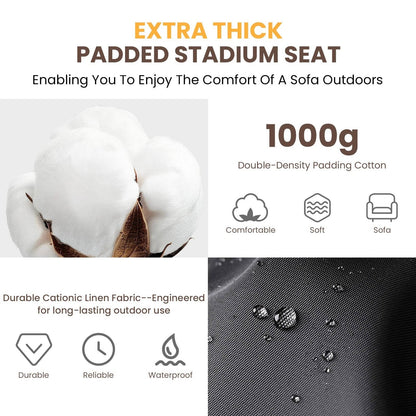 Cosmo Thrift Stadium Seat with Heat & Back Support – Portable Padded Bleacher Cushion Chair