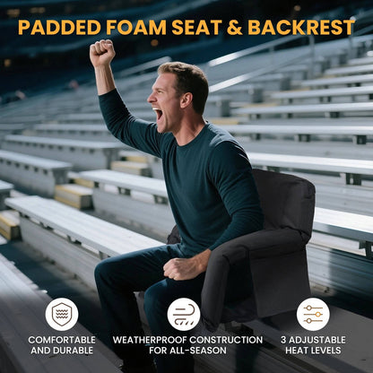 Cosmo Thrift Stadium Seat with Heat & Back Support – Portable Padded Bleacher Cushion Chair