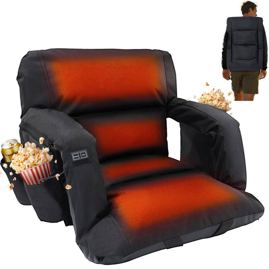 Cosmo Thrift Stadium Seat with Heat & Back Support – Portable Padded Bleacher Cushion Chair