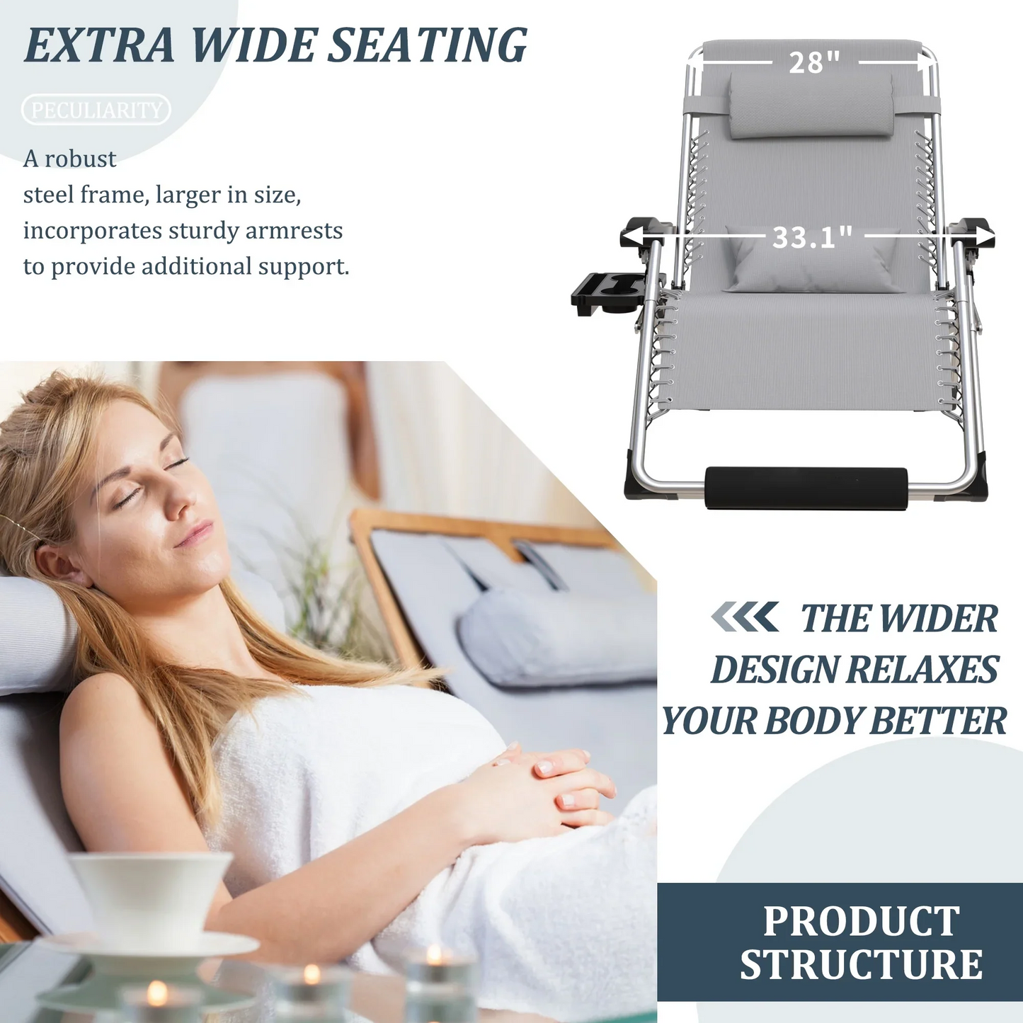 Cosmo Thrift Portable Folding Lounge Chair – Heavy-Duty Outdoor Recliner with 500LB Capacity