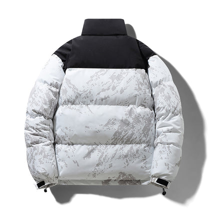 Side pocket detail men warm corduroy winter jacket camouflage style