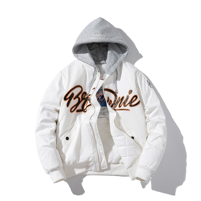 Men pilot style cotton padded winter jacket thick insulated outerwear
